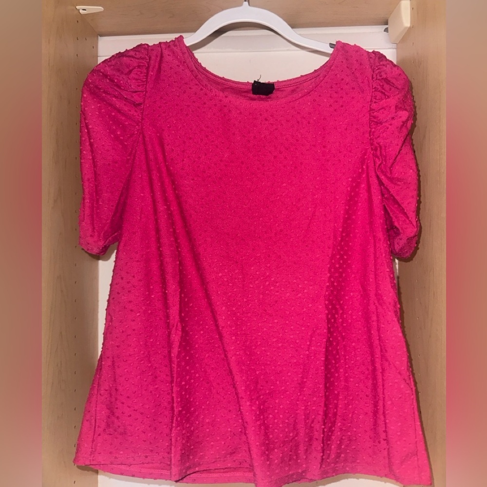 W5 Hot Pink Puff Sleeve Blouse